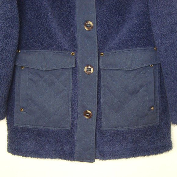 PENDLETON Womens Navy Berber Fleece Barn Coat Size M - Picture 8 of 12